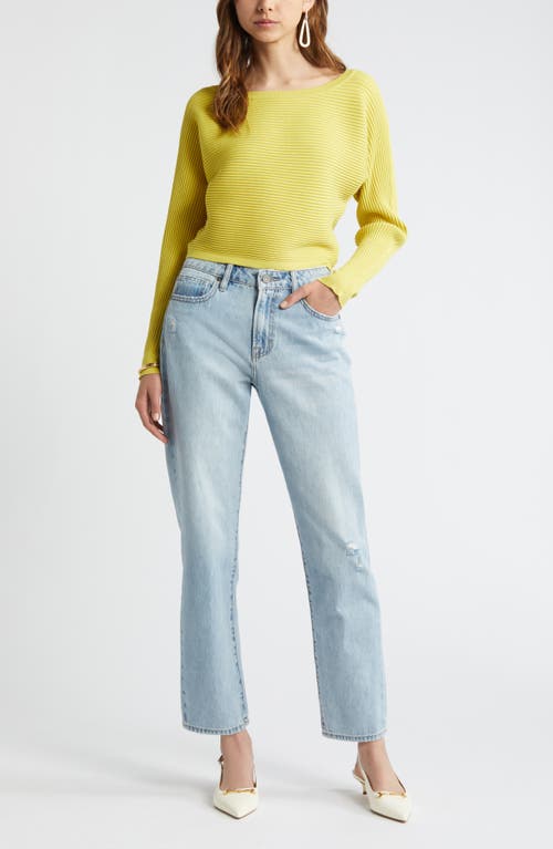 Shop Open Edit Luxe Sculpt Rib Dolman Sleeve Sweater In Yellow Celery