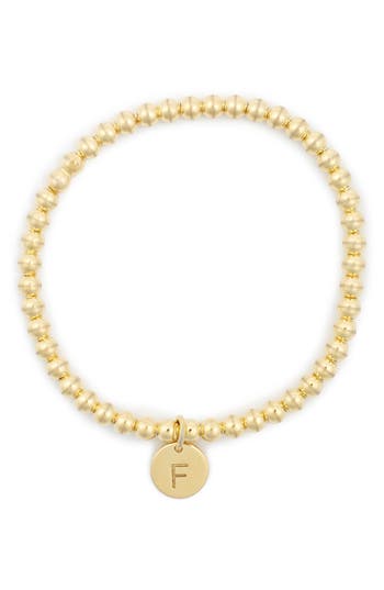 Meshmerise Initial Charm Ball Stretch Bracelet In Yellow-f