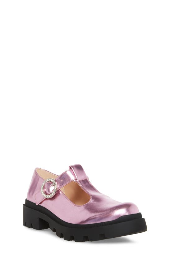 Steve Madden Kids' Jsuzey Lug Sole Mary Jane In Pink Metallic