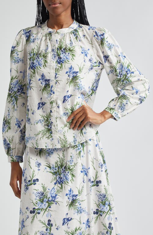 Shop Veronica Beard Ashlynn Floral Cotton Button-up Shirt In Off White Multi