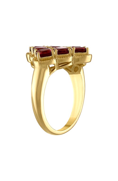 Fzn 14k Gold Plated Sterling Silver Garnet & Diamond Ring In Yellow Gold/garnet