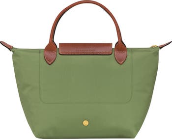 Longchamp Le Pliage Green Pouch With Handle ( Leather Strap + Leather D  Ring )