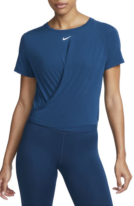 Nike Women's Dri-fit One Luxe Twist Cropped Short-sleeve Top In Valerian Blue