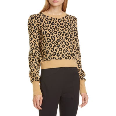Veronica Beard Penny Wool Blend Crop Sweater, Beige