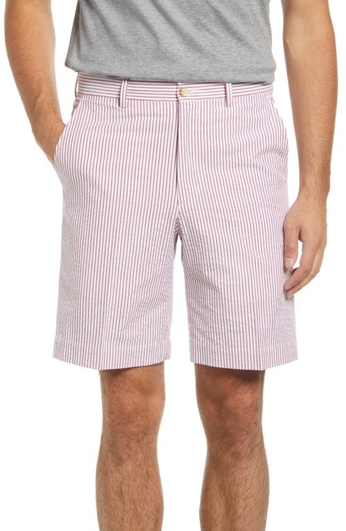 Flat Front Seersucker Shorts in Garnet