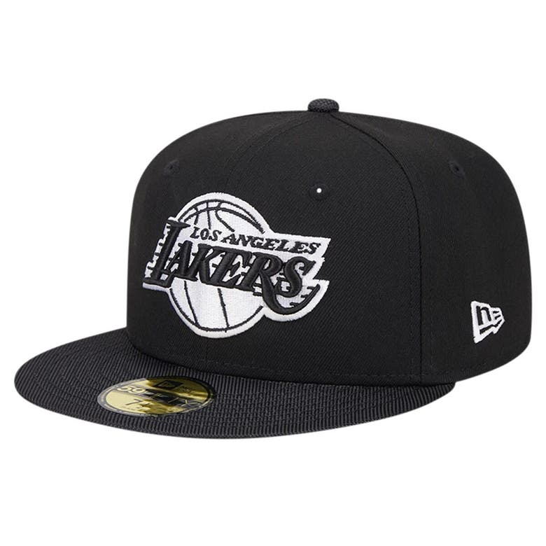 Shop New Era Black Los Angeles Lakers Active Satin Visor 59fifty Fitted Hat