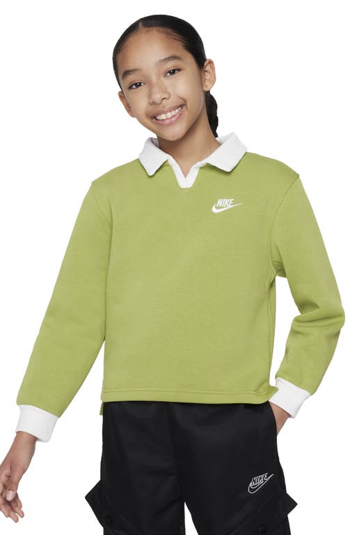 Nike Kids' Sportswear Club Fleece Long Sleeve Top Pear/White/White at