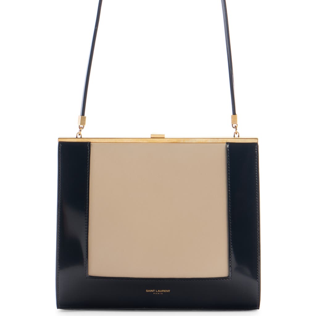 Saint Laurent Small Sac Colorblock Leather Shoulder Bag In Sea Salt/nero