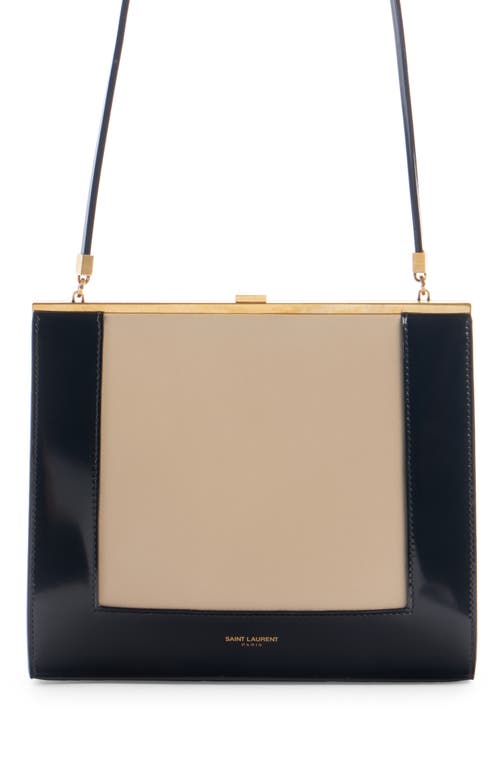Saint Laurent Small Sac Colorblock Leather Shoulder Bag In Sea Salt/nero