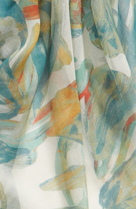 Shop Nordstrom Print Modal & Silk Scarf In Green Flutter Abstract