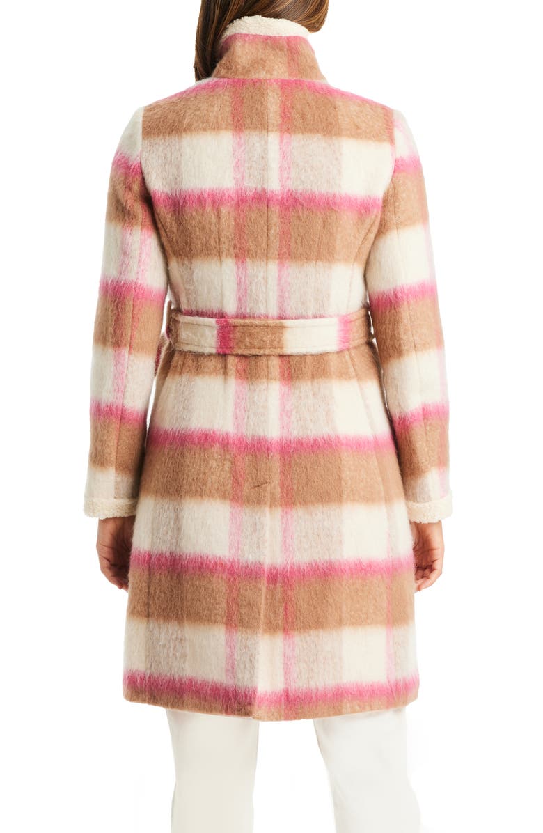 kate spade new york buffalo plaid belted faux shearling detail coat |  Nordstrom