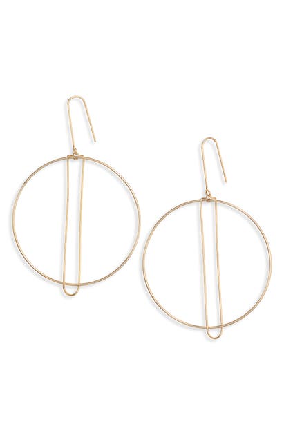 Argento Vivo Art Deco Hoop Drop Earrings In Gold