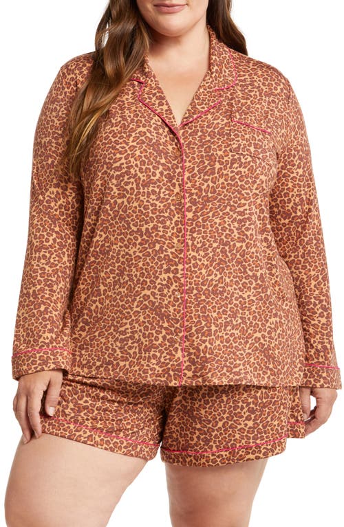 Nordstrom Moonlight Eco Long Sleeve Stretch Modal Short Pajamas Tan Leopard Spots at Nordstrom,