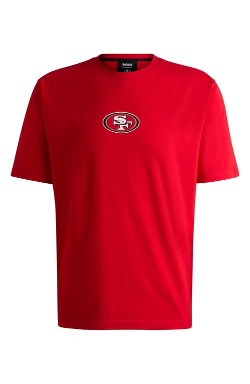 Shop Hugo Boss Boss X Nfl Stretch Cotton Graphic T-shirt In San Francisco 49ers - Red