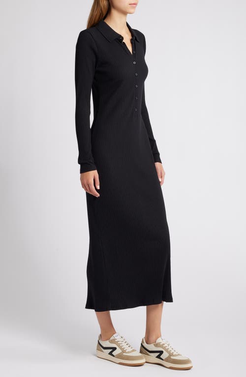 Shop Treasure & Bond Long Sleeve Cotton Blend Rib Sweater Dress In Black