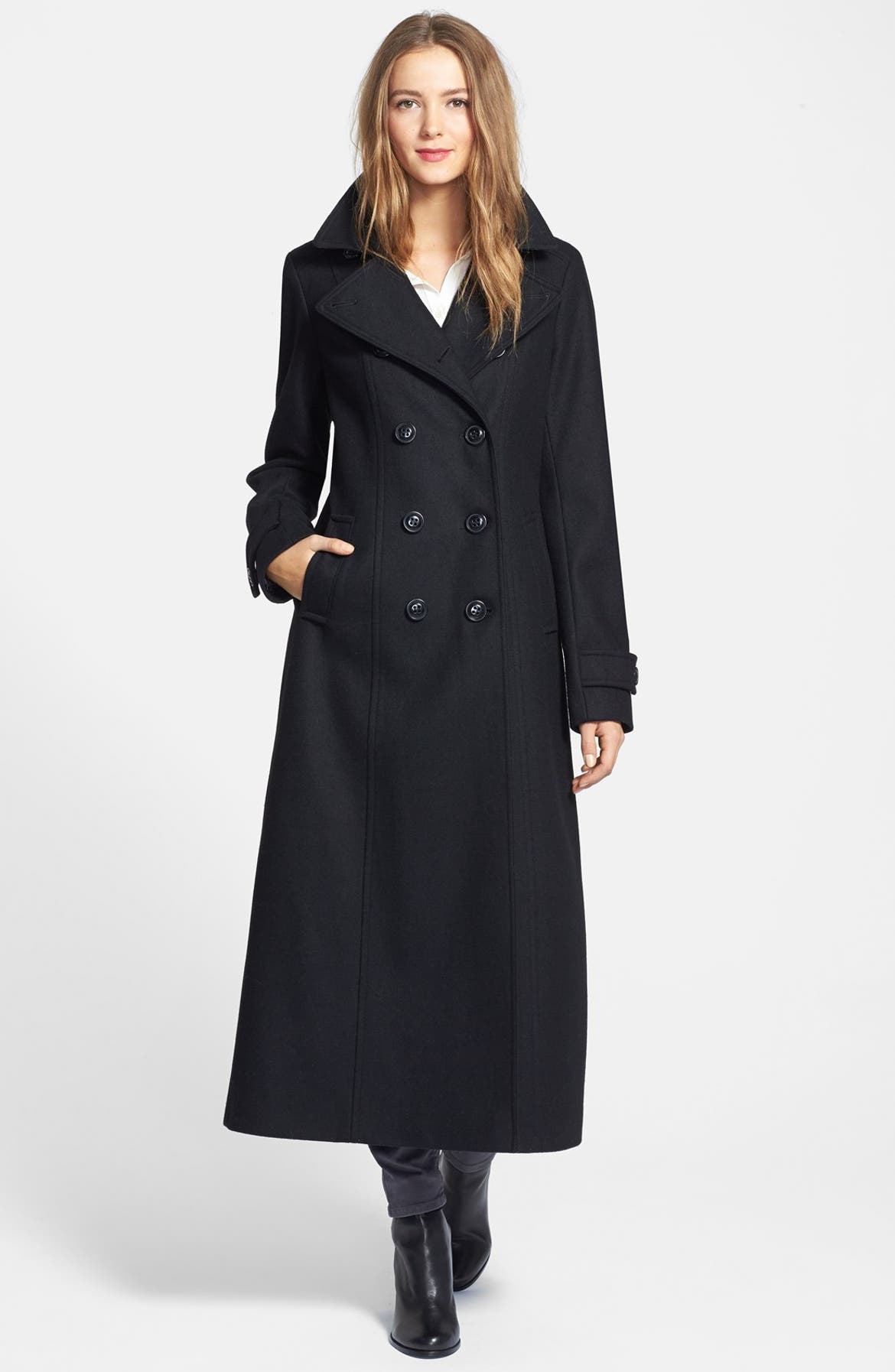 DKNY Double Breasted Long Wool Blend Coat | Nordstrom