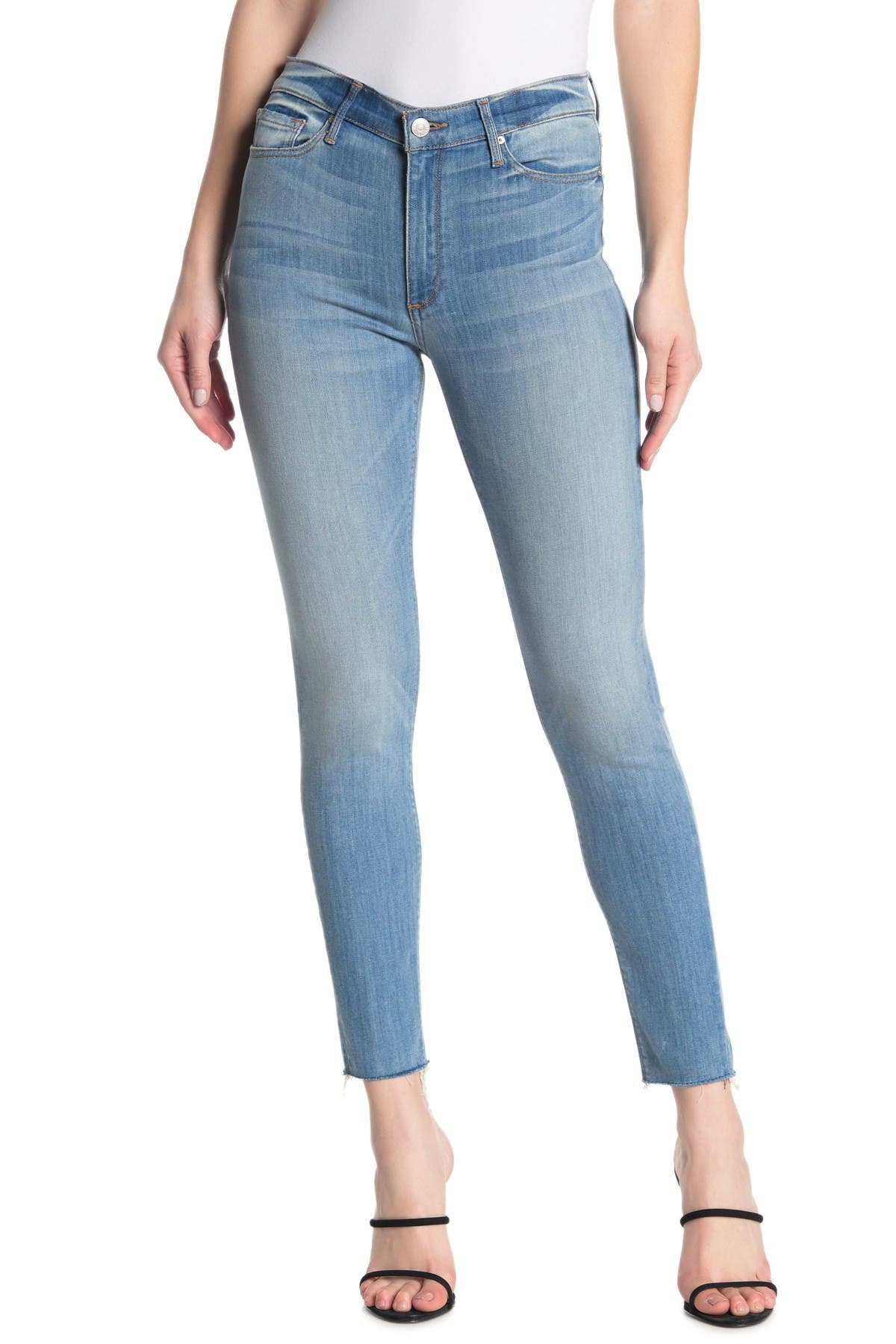 black ankle frayed jeans