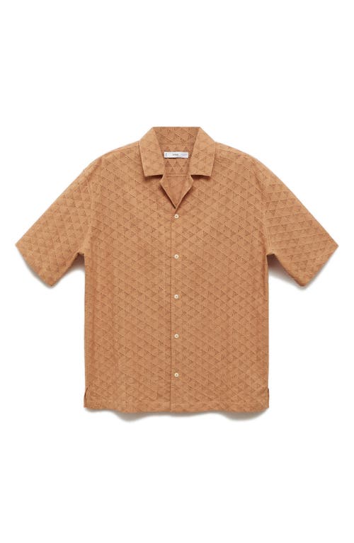 Shop Mango Short Sleeve Cotton Button-up Shirt In Salmon