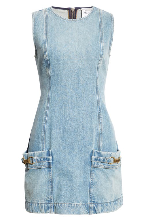 Shop Stella Mccartney Hardware Detail Sleeveless Denim Sheath Dress In 4052 - Vintage Blue Denim