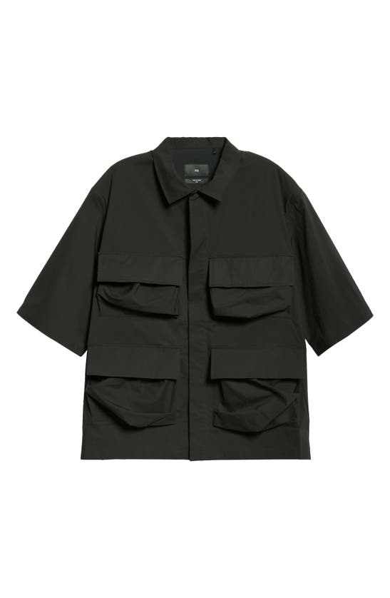 Shop Y-3 Pocket Snap Front Shirt In Black