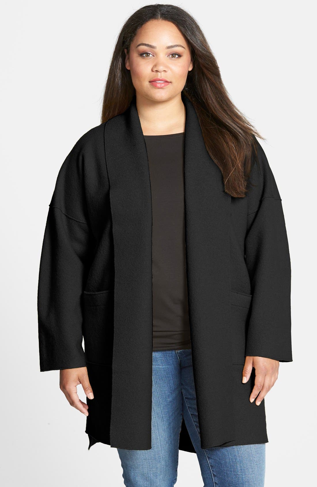 Eileen Fisher Boiled Wool Kimono Coat (Plus Size) Nordstrom