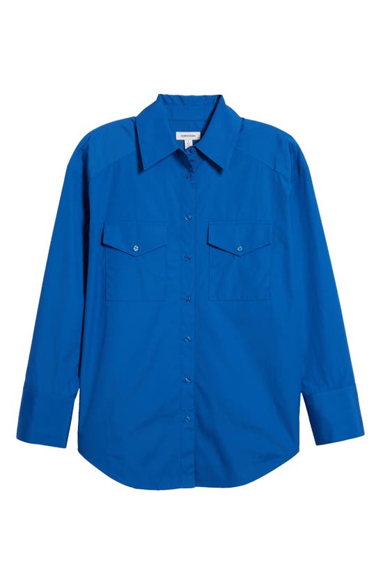 Shop Nordstrom Poplin Two-pocket Button-up Shirt In Blue Marmara