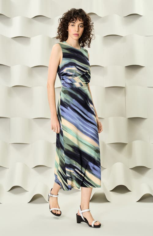 Shop Luxely Drape Stretch Dress In Cameo Green/dusk Blue