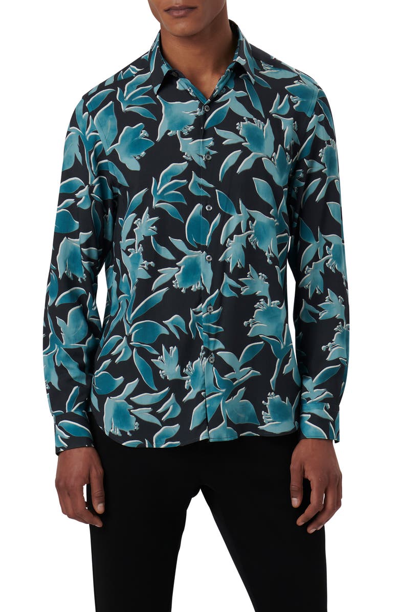 Bugatchi Julian Shaped Fit EcoVero™ Floral Print Button Up Shirt ...