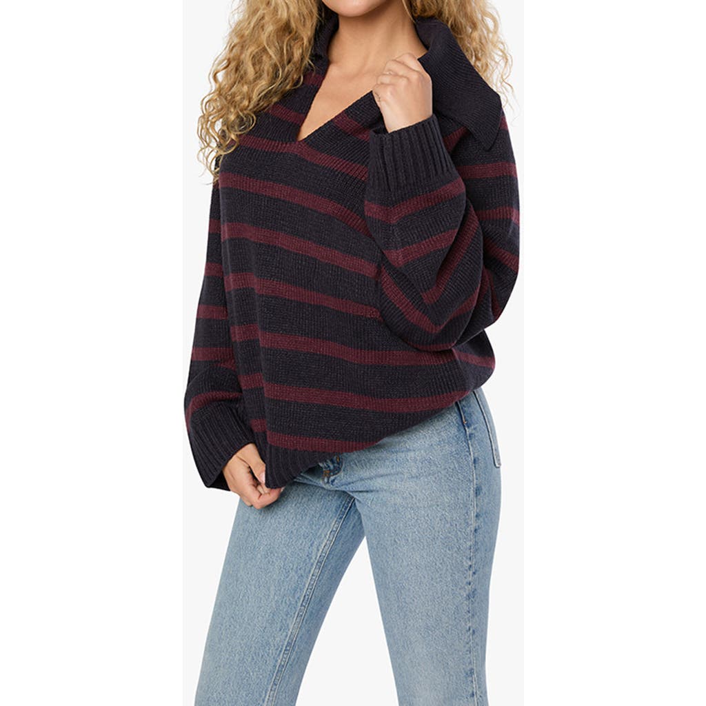 Weworewhat Collar V Neck Sweater In Navy/merlot