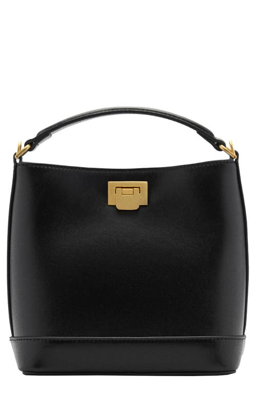 Shop Mango Mini Faux Leather Shopper Bag In Black