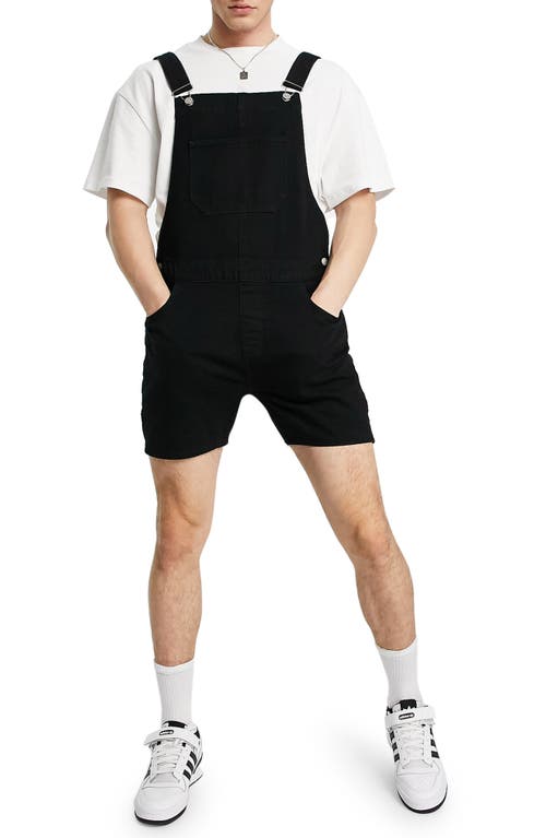 ASOS DESIGN Dungarees Denim Overall Shorts in Black