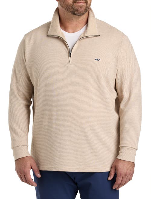 Vineyard Vines Big & Tall Saltwater 1/4-zip Pullover In Officer Khaki