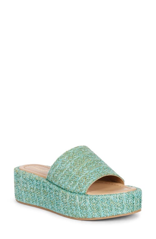 Betta Platform Wedge Slide Sandal in Blue