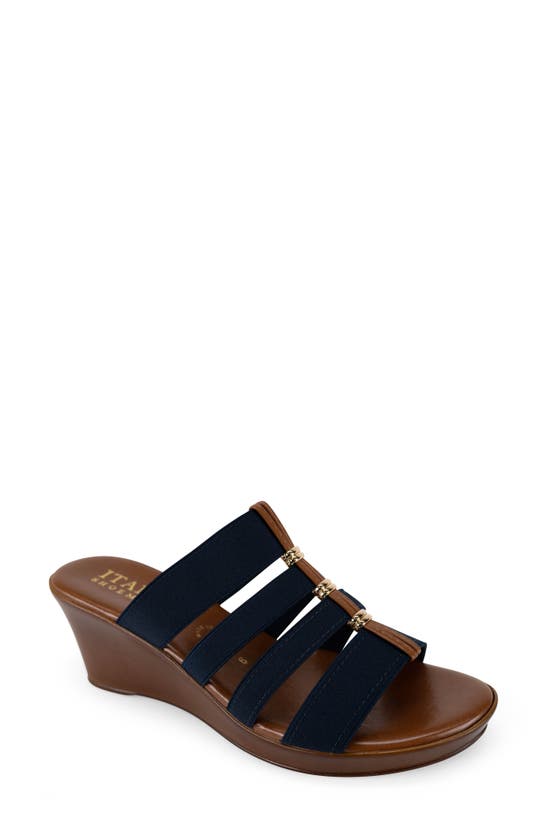 Shop Italian Shoemakers Clover 4-band Wedge Sandal In Navy