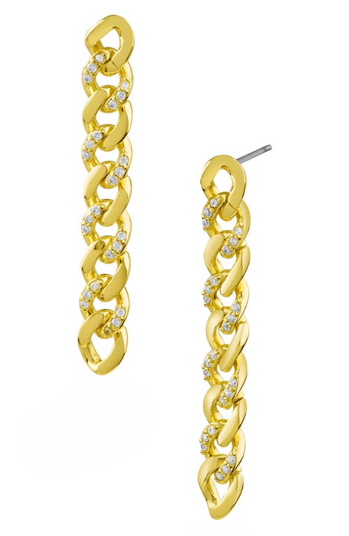 Shop Cz By Kenneth Jay Lane Pavé Cz Curb Chain Drop Earrings In Clear/gold