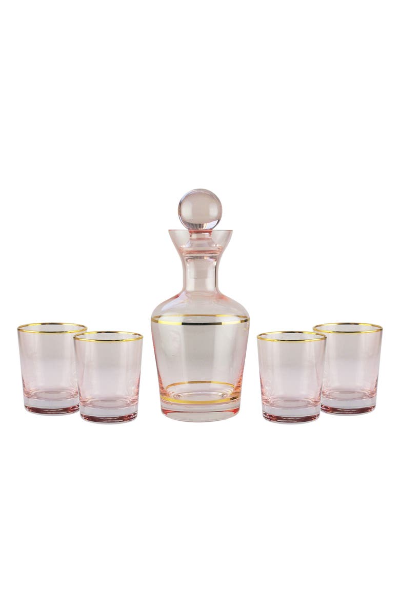 AMERICAN ATELIER Vivienne 5-Piece Carafe Set, Main, color, PINK/ GOLD