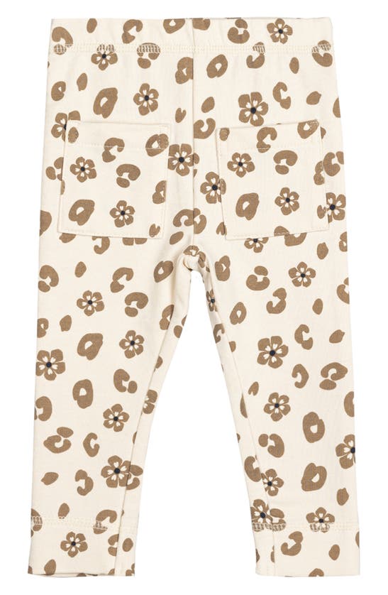 Miles The Label Kids' Floral Stretch Organic Cotton Pocket Leggings In Beige