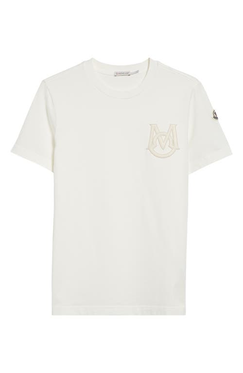 Shop Moncler Monogram Logo Cotton T-shirt In White