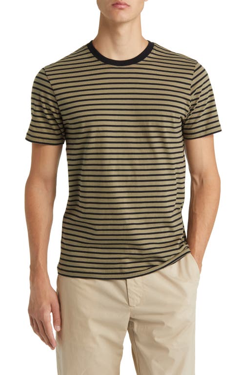 Shop Frame Stripe Crewneck T-shirt In Khaki Green/noir