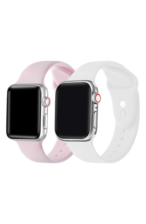 Assorted 2-Pack Silicone Apple Watch Watchbands in Pink/White