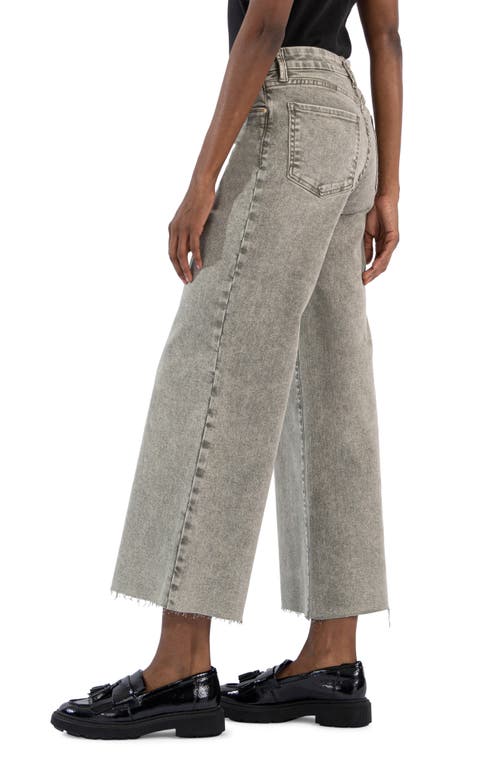 Kut From The Kloth Meg Fab Ab High Waist Raw Hem Ankle Wide Leg Jeans In Sage Green