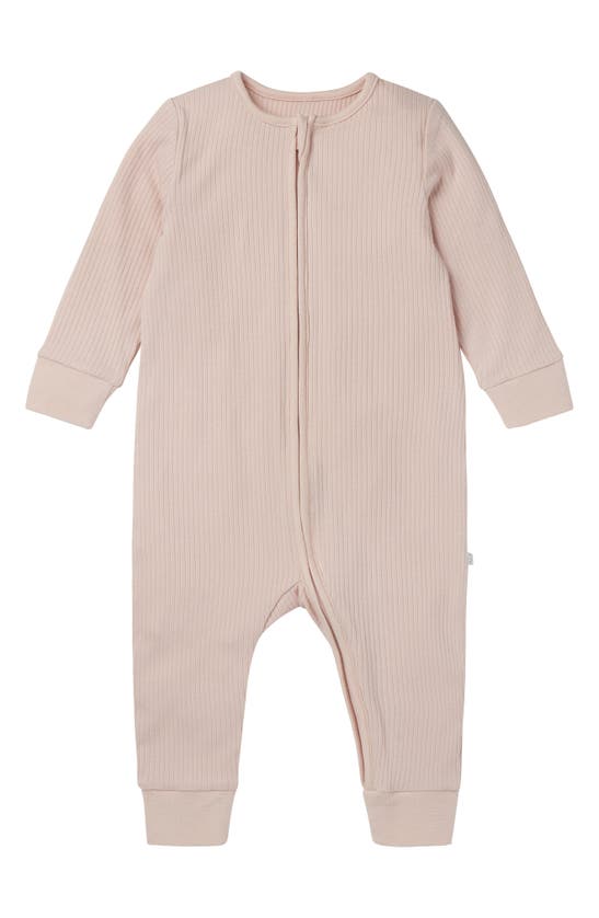 Mori Babies' Rib Fitted One-piece Romper In Pink