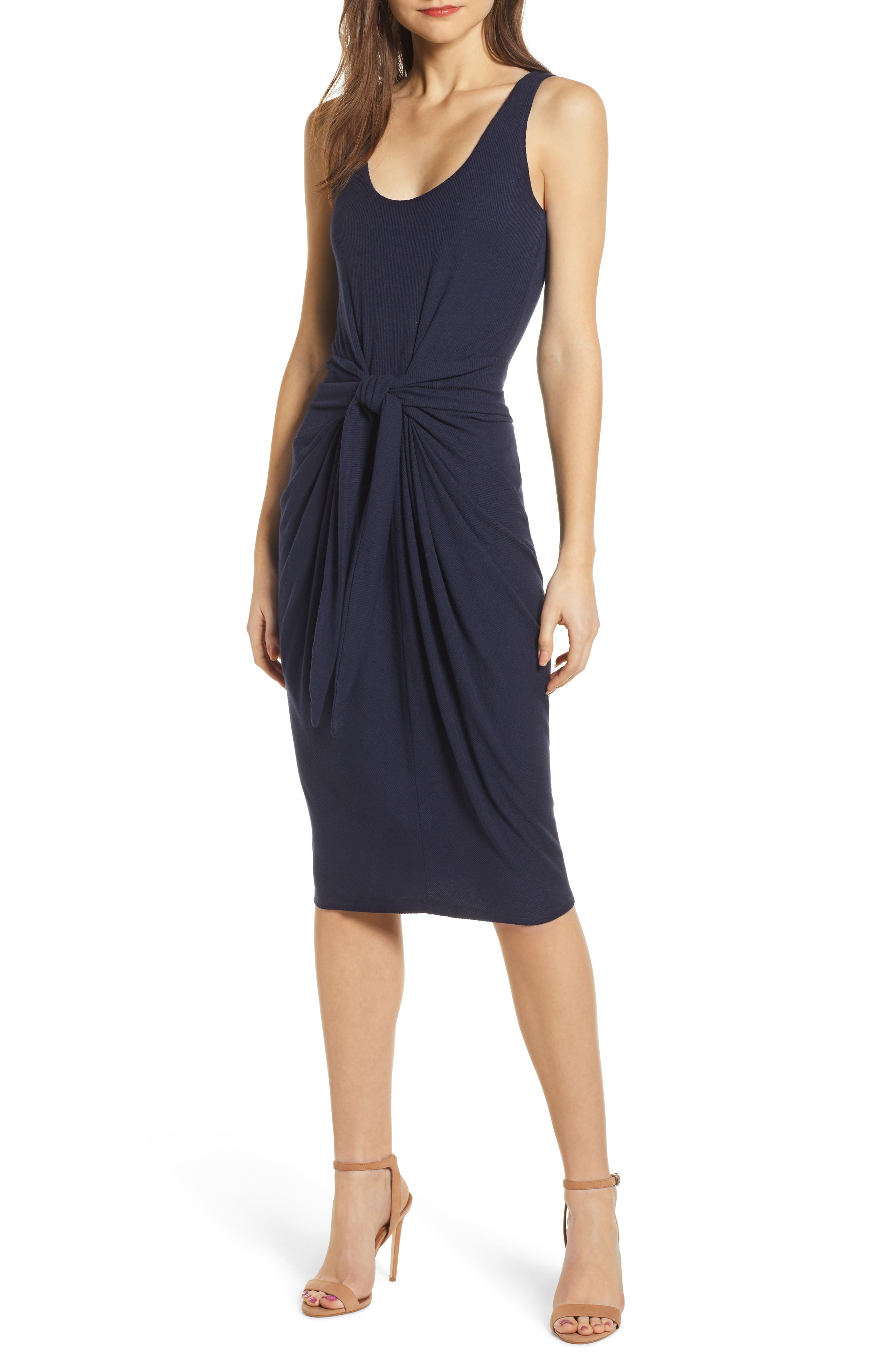 Love, Fire Tie Front Tank Dress, Blue