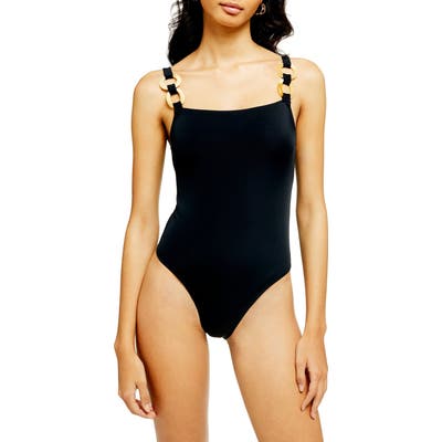 Topshop Ring Strap One-Piece Swimsuit, US (fits like 14) - Black