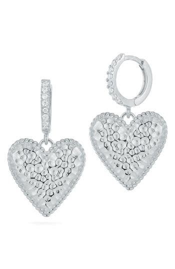 Sphera Milano Heart Drop Earrings In Silver