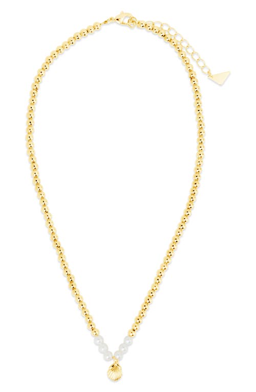Sterling Forever Marjorie Seashell Pendant Pearl Necklace in Gold at Nordstrom