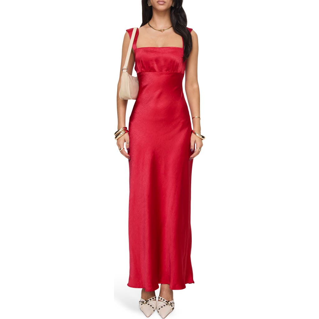Princess Polly Radioactive Bias Cut Satin Maxi Dress In Red