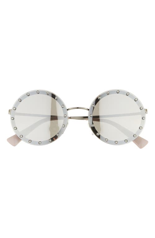 Valentino 52mm Round Sunglasses in Clear