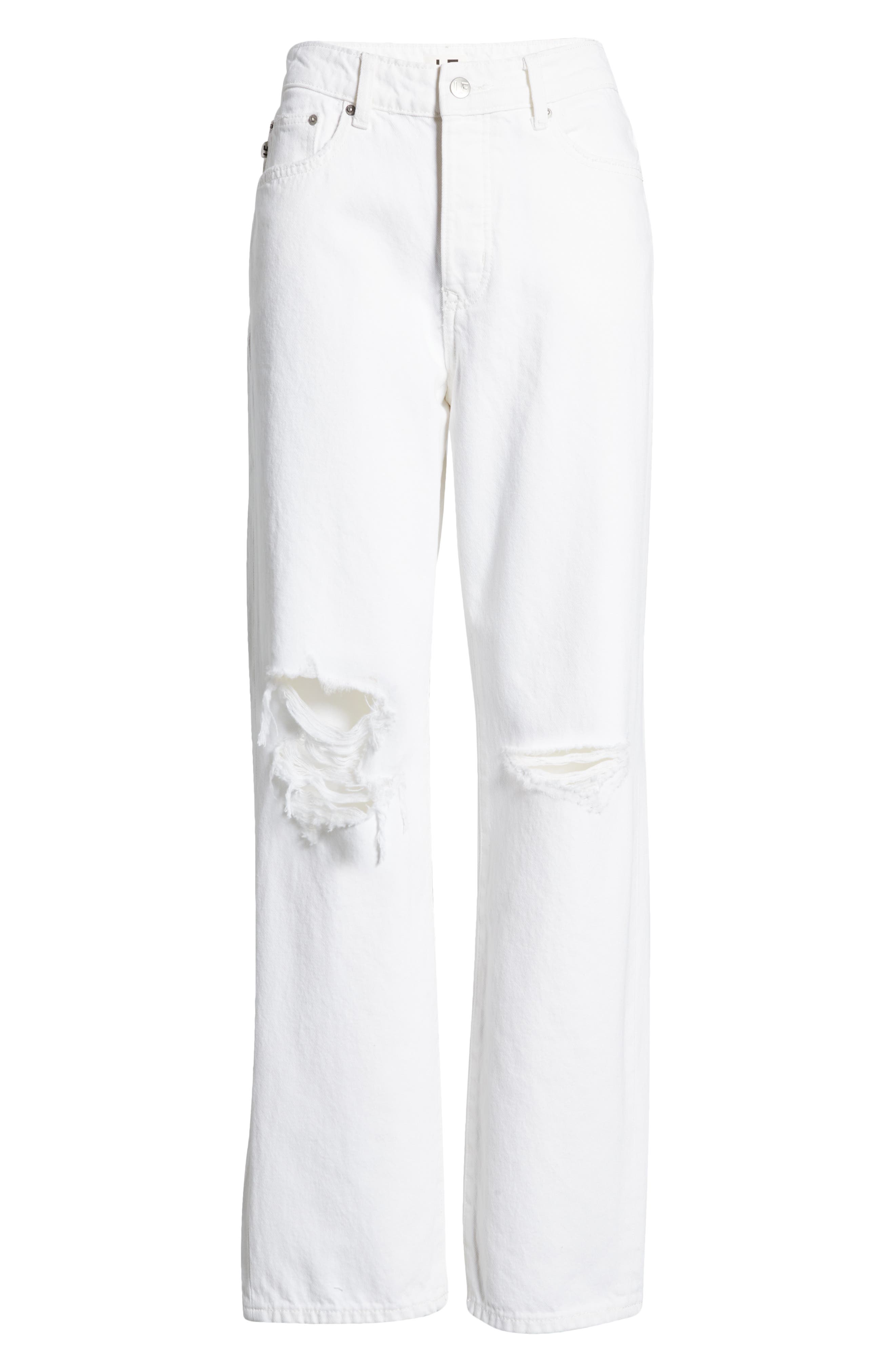 Lovers + Friends Ryan Distressed High Waist Straight Leg Jeans in Lighthouse