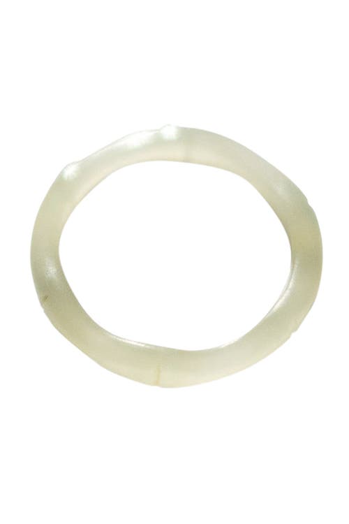 Shop Seree Mermaid Off White Skinny Jade Ring In Light Green